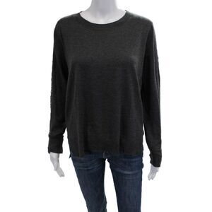 Fate By LFD Womens Dark Gray Pullover Sweater Lace Up Crew Neck Size L